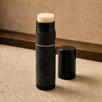 Open Natural Mustache Wax stick showing the creamy beeswax-coloured texture