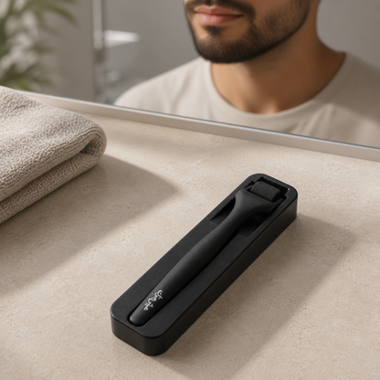 Diggn'It Derma Roller resting dry in its protective storage case