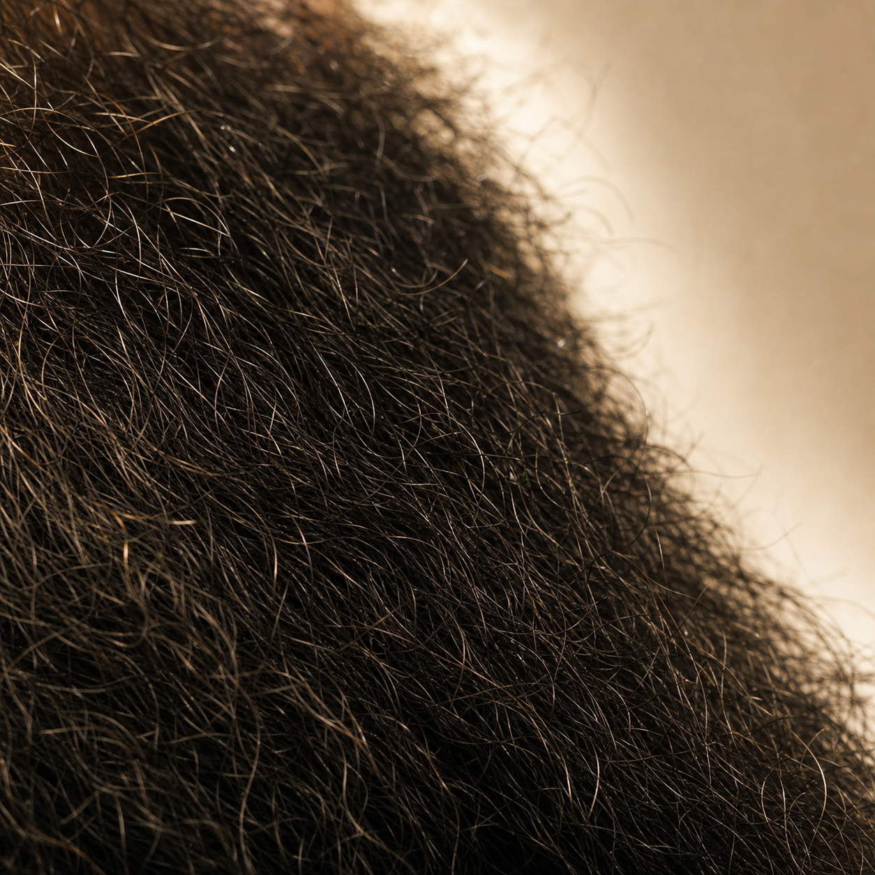 Close view of natural beard hair texture
