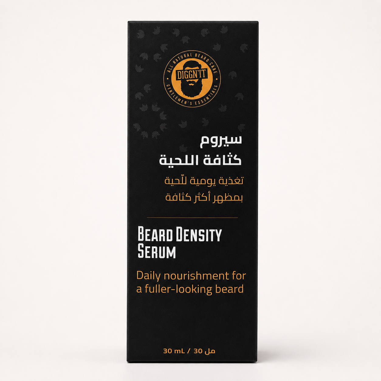 Diggn'It Beard Density Serum bilingual 30 mL retail box on a clean white ecommerce background