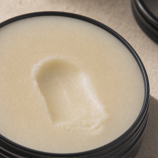 Beard balm texture, application, and brush-finish film